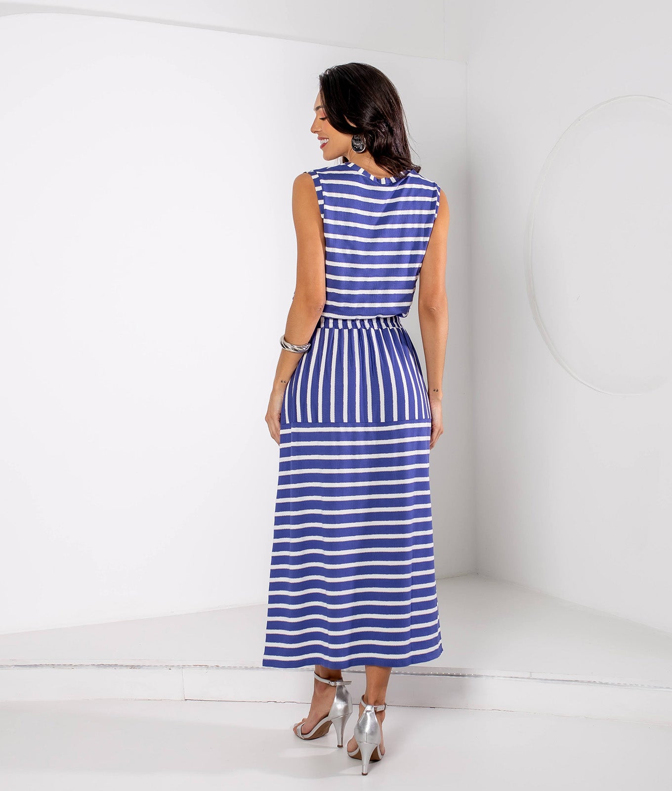 Vestido Malha Listrado Marina