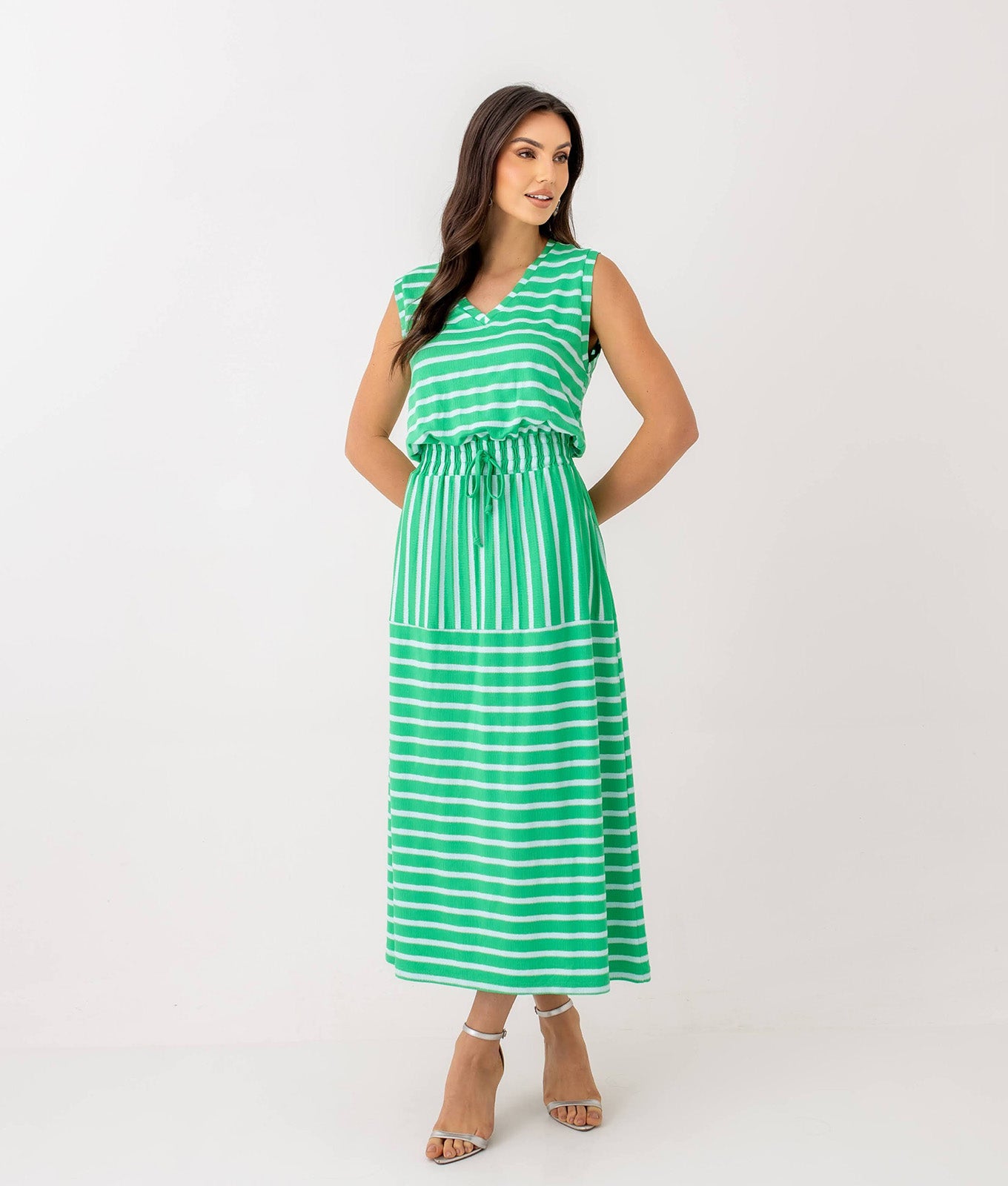 Vestido Malha Listrado Marina