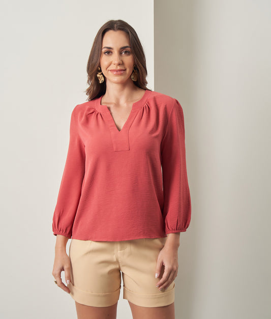 Blusa Manga 3/4 Decote V Paula