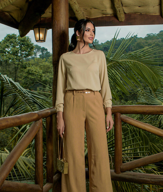 Blusa Manga Longa  Punho de Elástico Clara