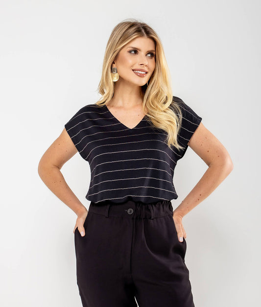 Blusa Malha Listrada Daniela
