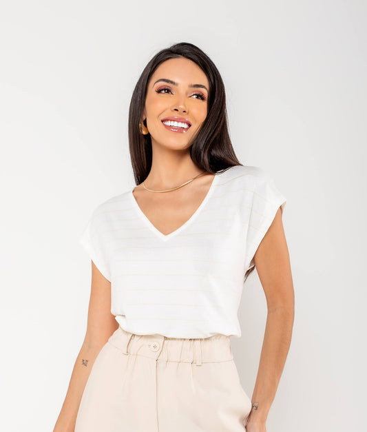 Blusa Malha Listrada Daniela