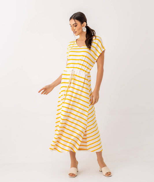 Vestido Listrado Amarração Helen