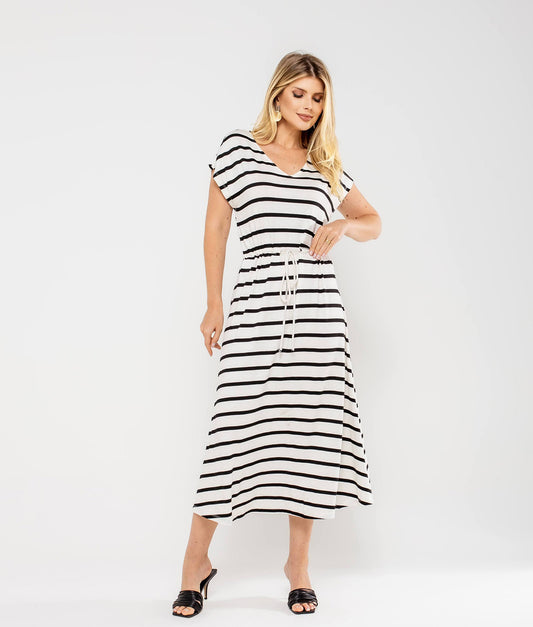 Vestido Listrado Amarração Helen