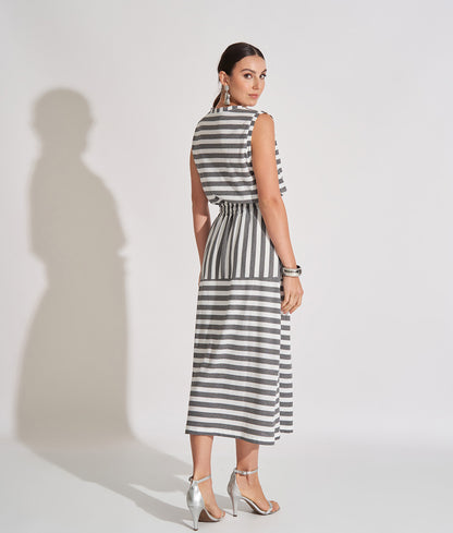 Vestido Listrado Forrado Priscila
