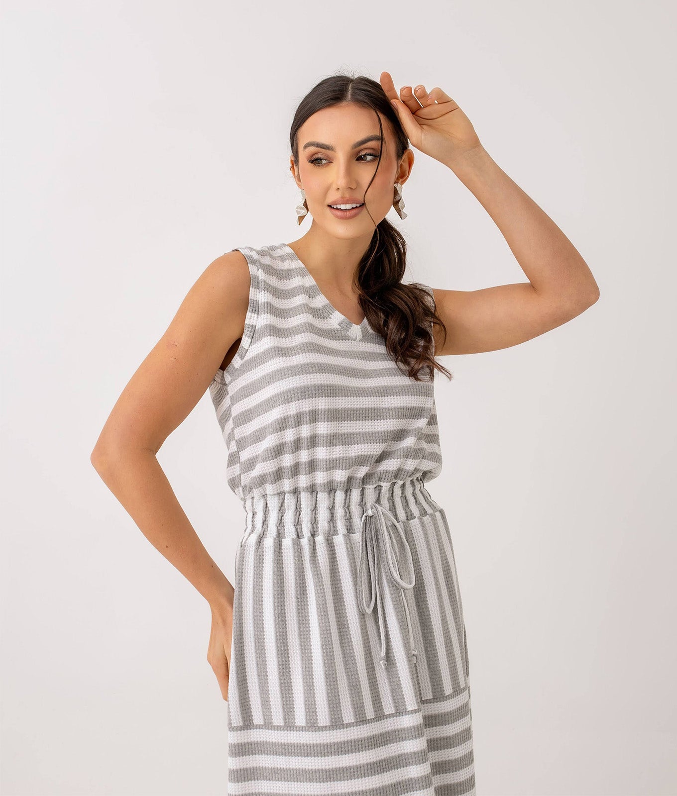 Vestido Listrado Forrado Priscila