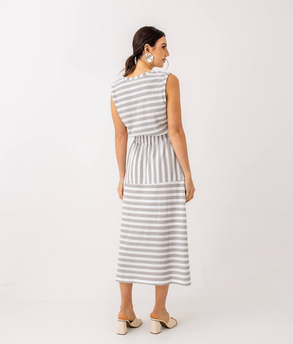 Vestido Listrado Forrado Priscila