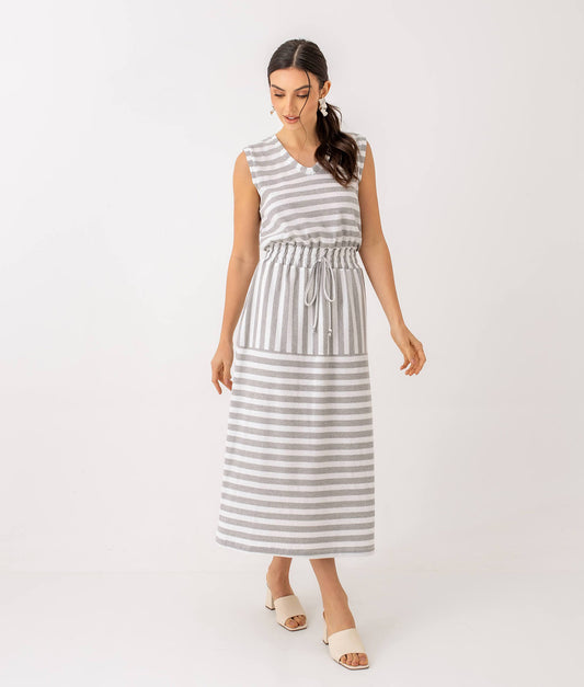 Vestido Listrado Forrado Priscila