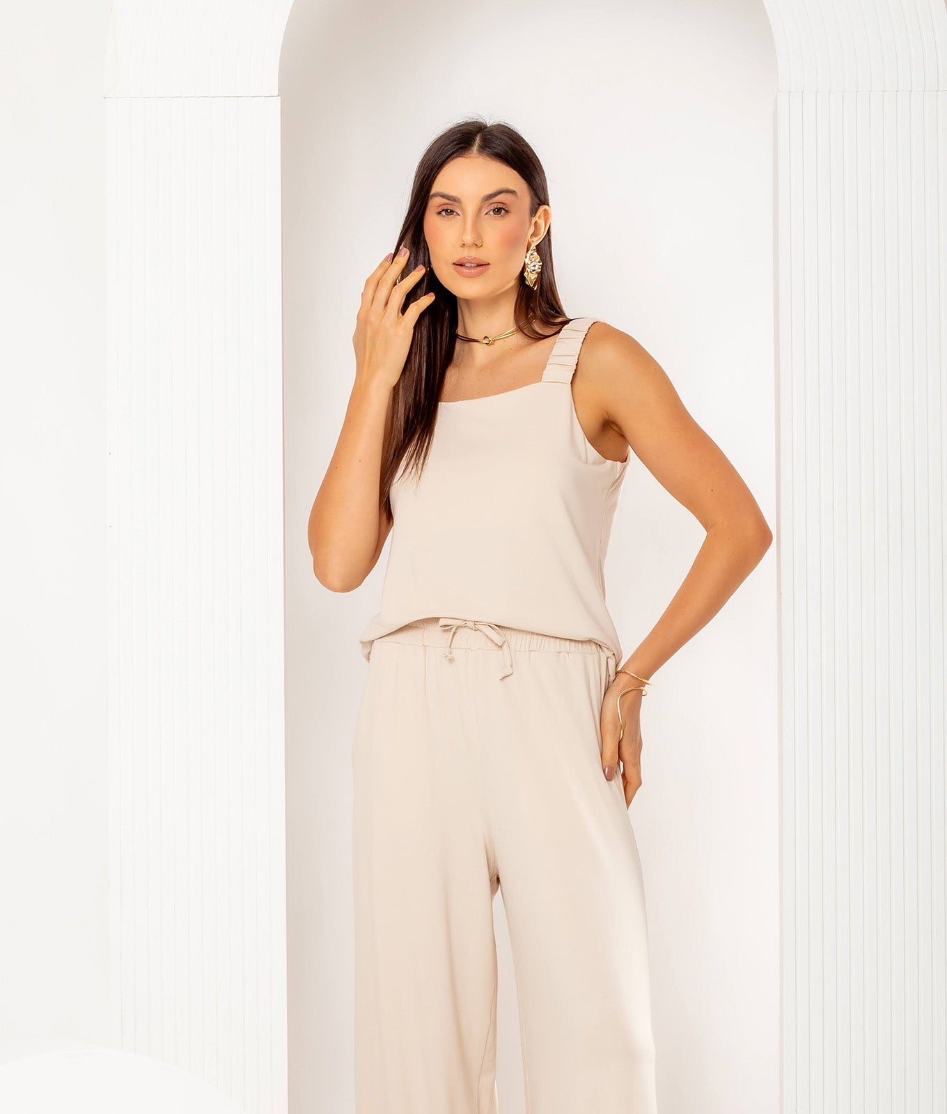 Conjunto Blusa e Calça Malha Premium Samanta