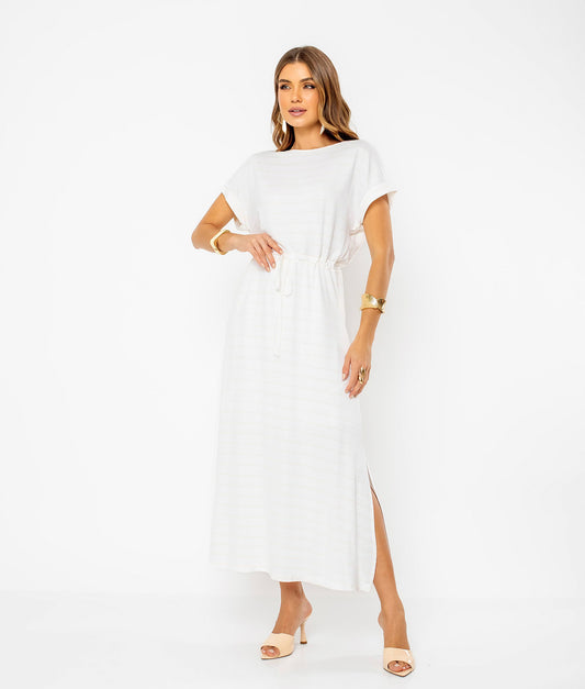 Vestido Malha Listrado com Amarração Mariana