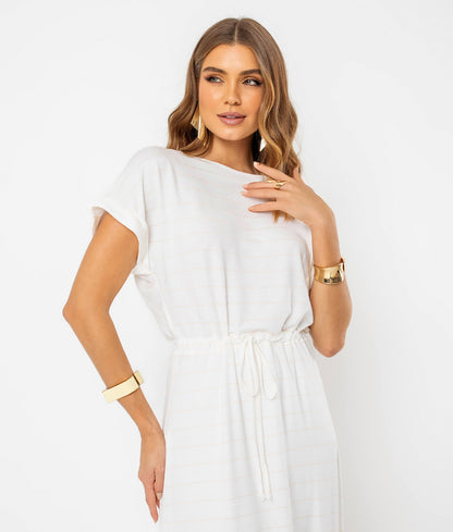 Vestido Malha Listrado com Amarração Mariana