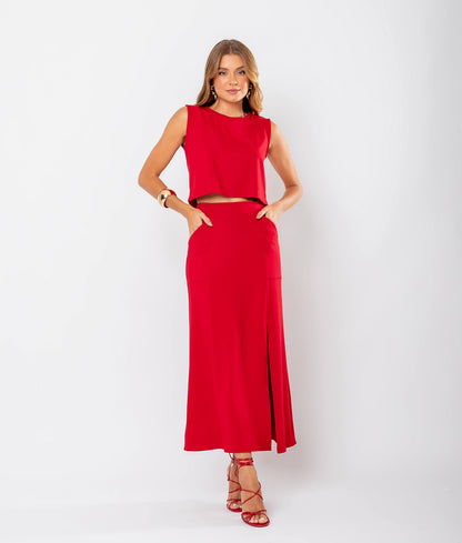 Conjunto Blusa e Saia Midi Ava