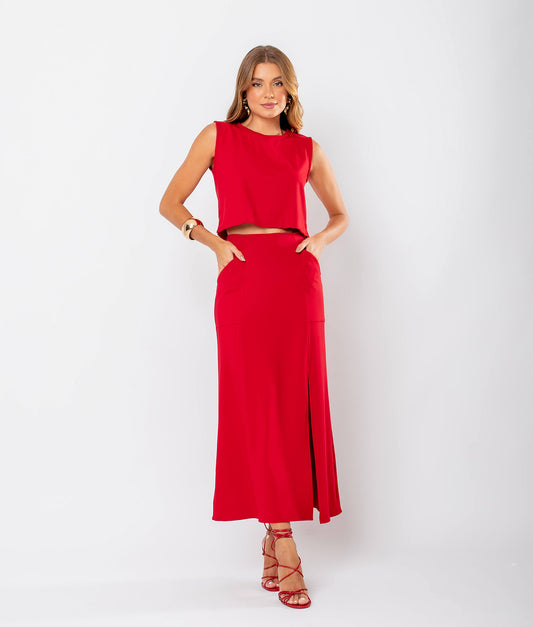 Conjunto Blusa e Saia Midi Ava