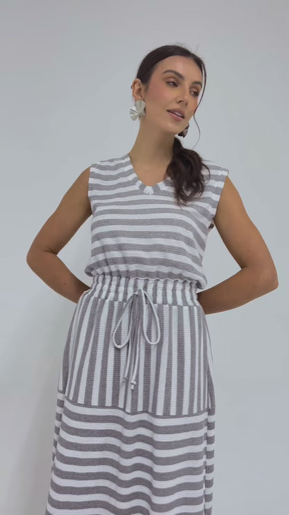 Vestido Listrado Forrado Priscila