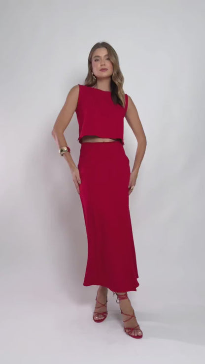 Conjunto Blusa e Saia Midi Ava