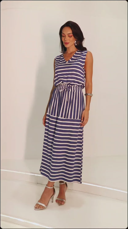 Vestido Malha Listrado Marina